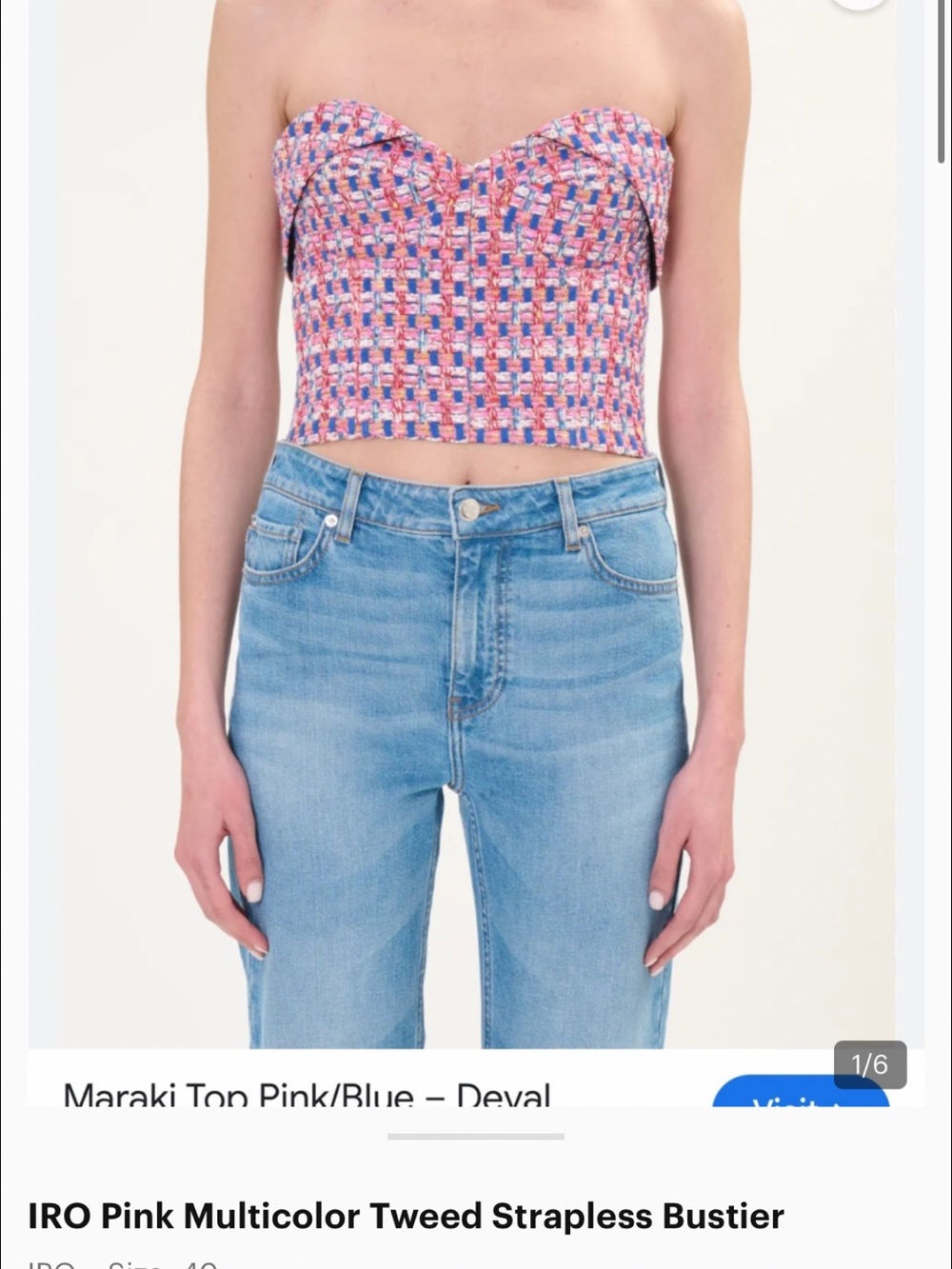 IRO Black-Lined Multicolor Tweed Bustier Top
